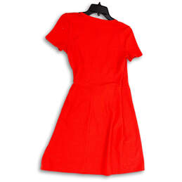 NWT Womens Red Knitted Short Sleeve Waist Tie Knee Length Wrap Dress Sz XXS alternative image