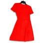 NWT Womens Red Knitted Short Sleeve Waist Tie Knee Length Wrap Dress Sz XXS image number 2