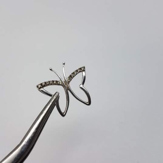 SD 10k White Gold Diamond Butterfly Pendant 0.9g image number 4