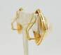 14K Yellow Gold 0.06 CTTW Diamond Mabe Pearl Omega Back Earrings 16.4g image number 2