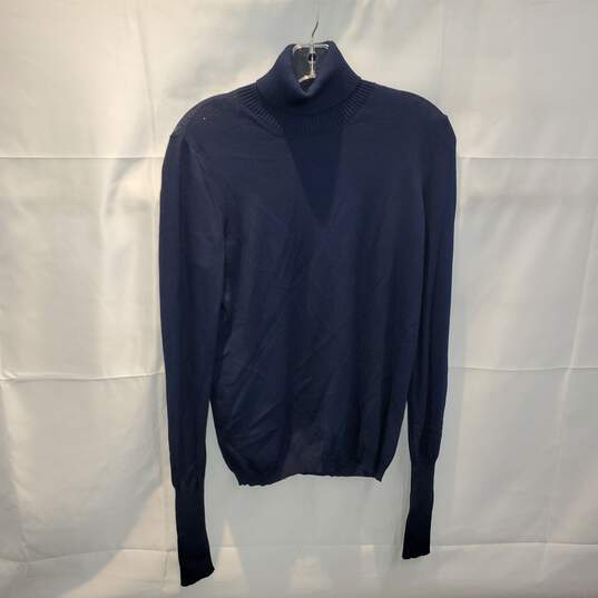 Tory Burch Long Sleeve Navy Lightweight Pullover Turtleneck Sweater Size S image number 1