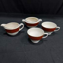 Set of 4 Vintage Royal China Creamer, Sugar Bowl & Tea Cups