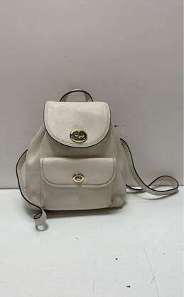 Coach Pebble Leather Small Turnlock Backpack Ivory