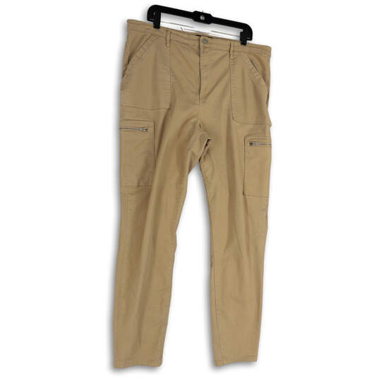 Womens Brown Flat Front Pockets Straight Leg Cargo Pants Size 33/16 image number 1