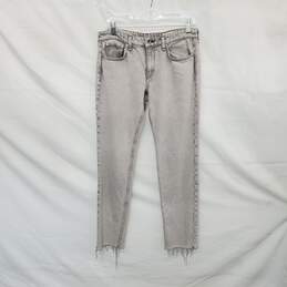 Rag & Bone Light Gray Cotton Blend Raw Hem Mid Rise Slim Jeans WM Size 27