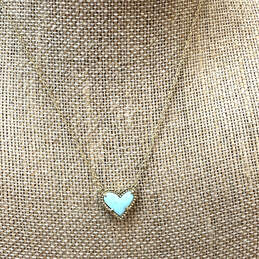 Designer Kendra Scott Gold-Tone Link Chain Turquoise Heart Pendant Necklace
