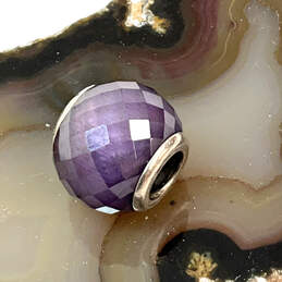 Designer Pandora S925 ALE Sterling Silver Purple Facets Murano Beaded Charm