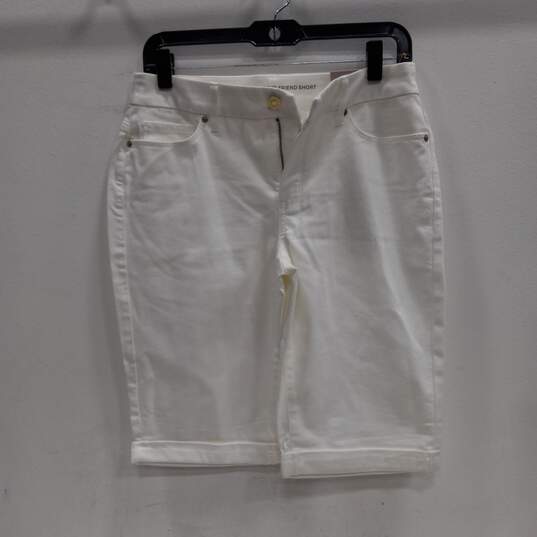 Chico's So Slimming White Denim Girlfriend Shorts US Size 2/Chico's Size 00 NWT image number 1