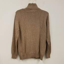 Mens Beige Long Sleeve Mock Neck Quarter Zip Pullover Sweater Size Medium alternative image