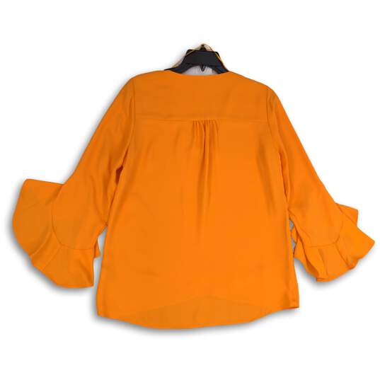 Vince Camuto Womens Orange V-Neck Bell Sleeve Pullover Blouse Top Size M image number 2