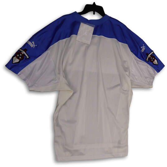 NWT Mens White Blue V-Neck Short Sleeve Side Slit Pullover T-Shirt Size 52 image number 2