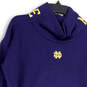 Womens Blue High Neck Long Sleeve Fleece Lined Pullover Sweatshirt Size M image number 3