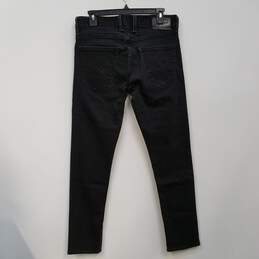 Mens Black Dark Wash Stretch Pockets Slim Fit Denim Tapered Jeans Sz 30x30 alternative image