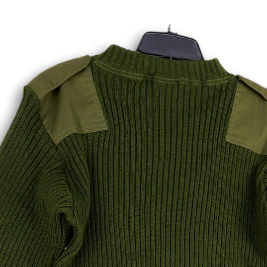 Mens Green Knitted Mock Neck Long Sleeve Patches Pullover Sweater Sz 44 image number 4