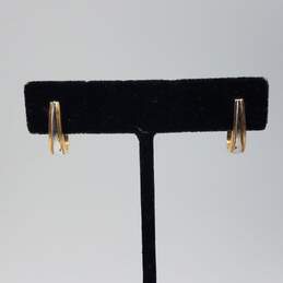14k Gold Two Tone Half Hoop Post Earrings 1.3g