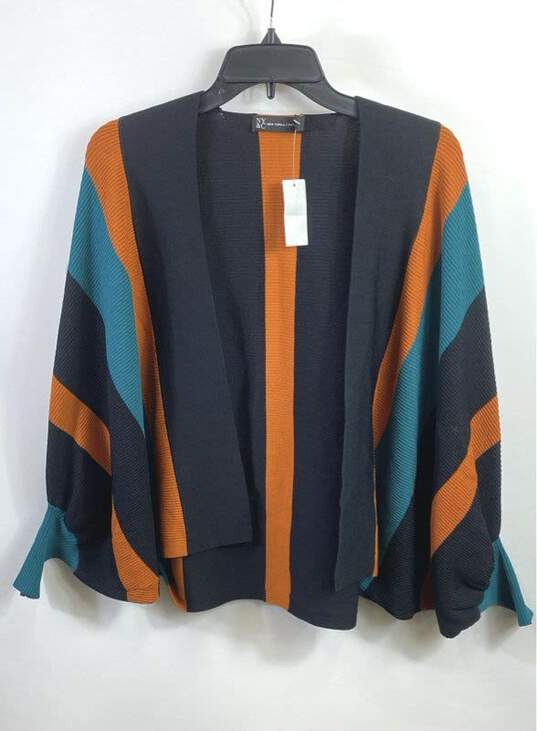 New York & Company Multicolor Ribbed Cardigan M image number 1