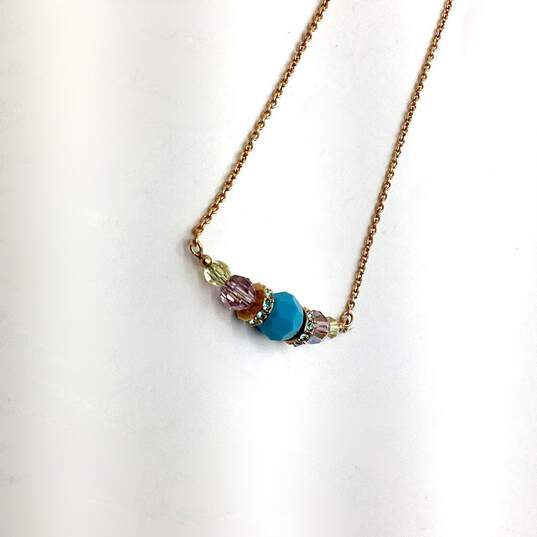 Designer Swarovski Gold-Tone Link Chain Crystal Beads Charm Necklace image number 4