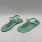 Coach Womens Blue Gold Open Toe Flat Adjustable Buckle Thong Sandals Size 8 image number 1