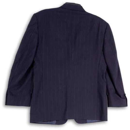 Mens Blue Striped Notch Lapel Long Sleeve Three Button Blazer Size 39S image number 2