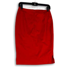 NWT Womens Red Flat Front Side Slit Back Zip Straight & Pencil Skirt Size 1 alternative image