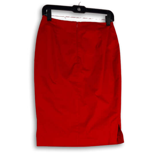 NWT Womens Red Flat Front Side Slit Back Zip Straight & Pencil Skirt Size 1 image number 2