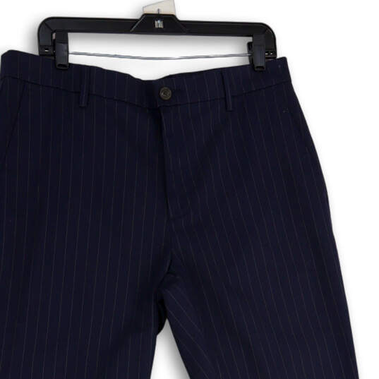 Mens Blue White Pinstripe Flat Front Straight Leg Chino Pants Size 34WX32L image number 3