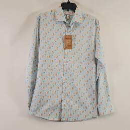 Bar III Men Blue Graphic Button Up S NWT