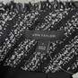 NWT Ann Taylor Tweed Knit Fringe Ruffle Peplum Black & White Stripe Jacket Size 4 image number 3