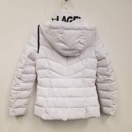Womens White Quilted Long Sleeve Hooded Full Zip Puffer Jacket Size XS alternative image