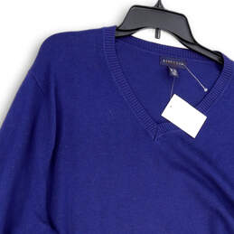 NWT Mens Blue Stretch Long Sleeve V-Neck Pullover Sweater Size XXL alternative image