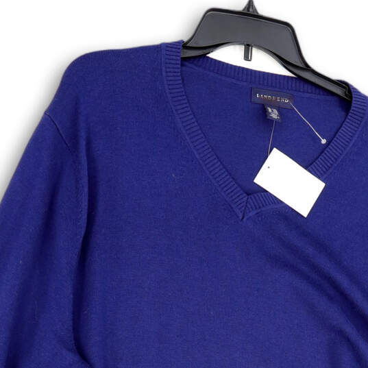 NWT Mens Blue Stretch Long Sleeve V-Neck Pullover Sweater Size XXL image number 2