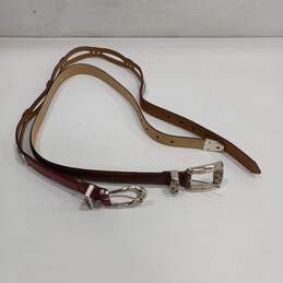 Red & Brown Leather Brighton Belt w/ Silver Tones