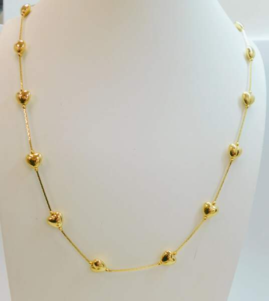 Vintage Trifari Heart Station Necklace w/ Monet Green Enamel Jewelry Set 88.7g image number 3