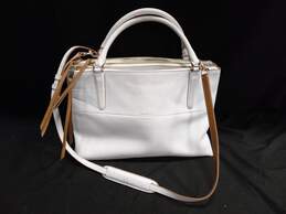 Coach White Leather 3-Zipper Weekender Borough Shoulder Bag Purse Top Handle Bag