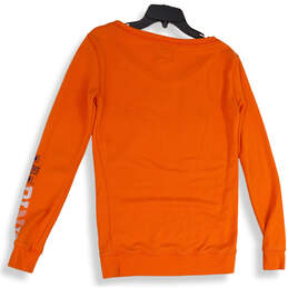 Womens Orange Graphic Print Long Sleeve Pockets Pullover Sweatshirt Size S alternative image