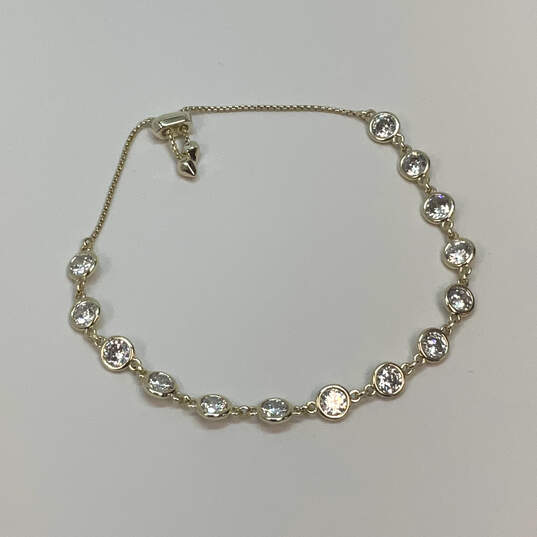 Designer Kendra Scott Gold-Tone Clear Crystal Cut Stone Chain Bracelet image number 3
