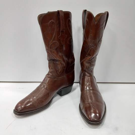 Men's Lucchese handmade Brown Cowboy Boots Size 8.5 image number 1