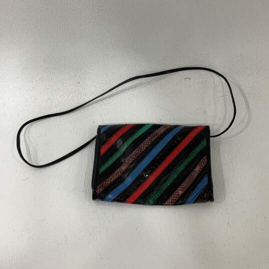 Womens Multicolor Leather Striped Serpent Inner Divider Flap Crossbody Bag image number 2