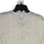 Womens White Lace Long Sleeve Tie Neck Waistband Blouse Top Size Small image number 4