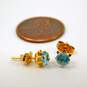 14K Gold Faceted Blue Glass Stud & Etched Flower Post Earrings Variety 1.0g image number 4