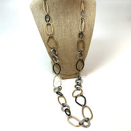 Designer Brighton Two-Tone Multiple Shape Engrave Large Link Chain Necklace