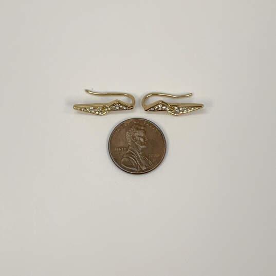 Designer Swarovski Gold-Tone Rhinestones Lighting Bolt Slider Drop Earrings image number 4