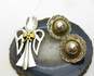 Mexico & Artisan 925 & Brass Accented Rope Dome Stamped Post Earrings & Angel Spoon Pendant Brooch 24.3g image number 1