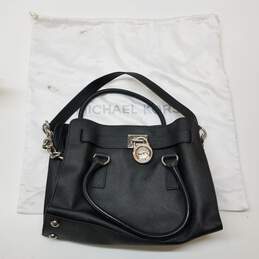 Michael Kors Hamilton Black Leather Satchel Bag