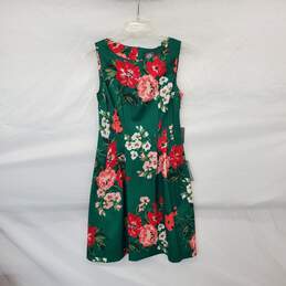 Vince Camuto Green Floral Patterned Sleeveless Midi Shift Dress WM Size 2 NWT