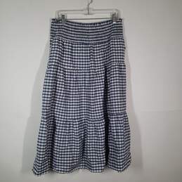 NWT Womens Check Smocked Waist Flat Front Pull-On Midi A-Line Skirt Size L alternative image