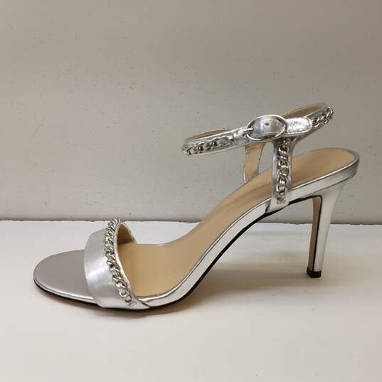 Karl Lagerfeld Leather Chain Detail Daisy Heels Silver 7.5 image number 2