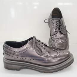 Dr. Martens 13619 In Pewter Spectra Patent Leather Brogue Shoes Size 5M/6L