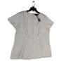 NWT Womens White Round Neck Short Sleeve Back Zip Blouse Top Size 22 image number 2