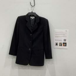 Giorgio Armani Womens Black Notch Lapel Three Button Blazer Size 4 W/COA